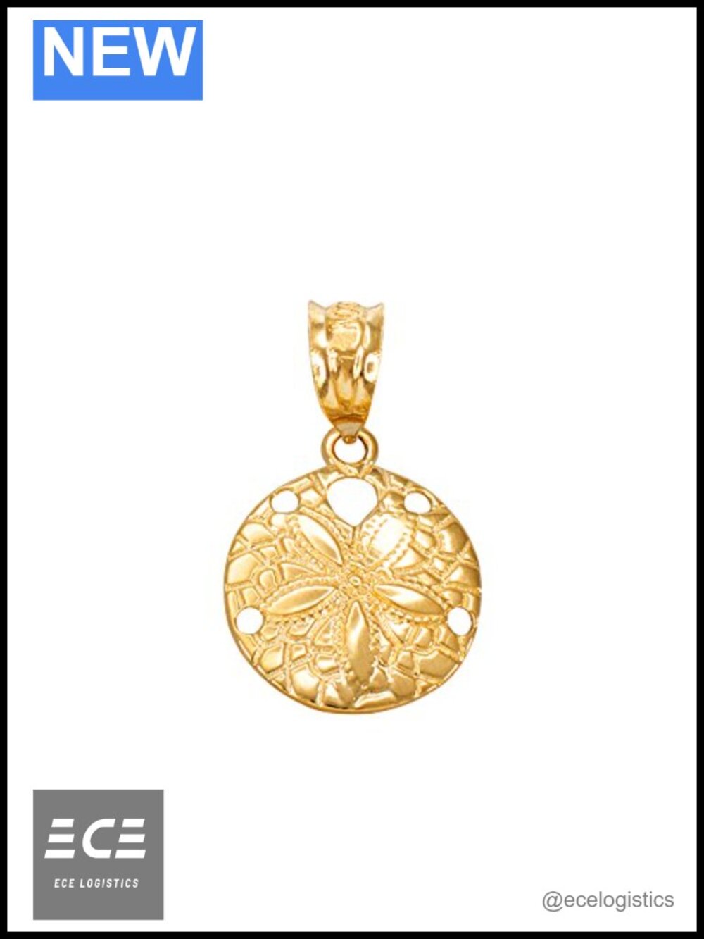 Dainty 10k Yellow Gold Sea Star Sand Dollar Charm Pendant Necklace